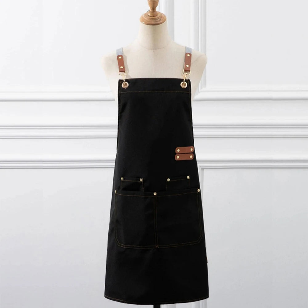 Waterproof Kitchen Apron Oil-proof for Women Men with Large Pockets for or Coffee Bar Restaurant Shop Waiter Work Uniform Zpaxo