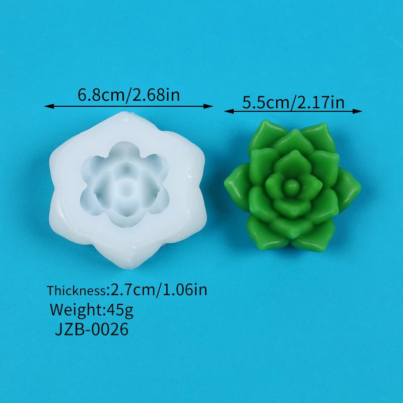 Succulents Candle Silicone Mold 3D Cactus Succulent Plants Soap Aroma Plaster Cement Craft Ornament Making Mold Home Decor Zpaxo JZB-0026