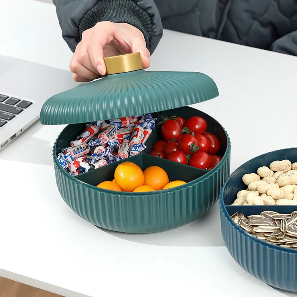 Food Platter Food Storage Tray with Lid 4 Compartment Snack Dried Fruit Candy Nut Serving Plates Tray Zpaxo