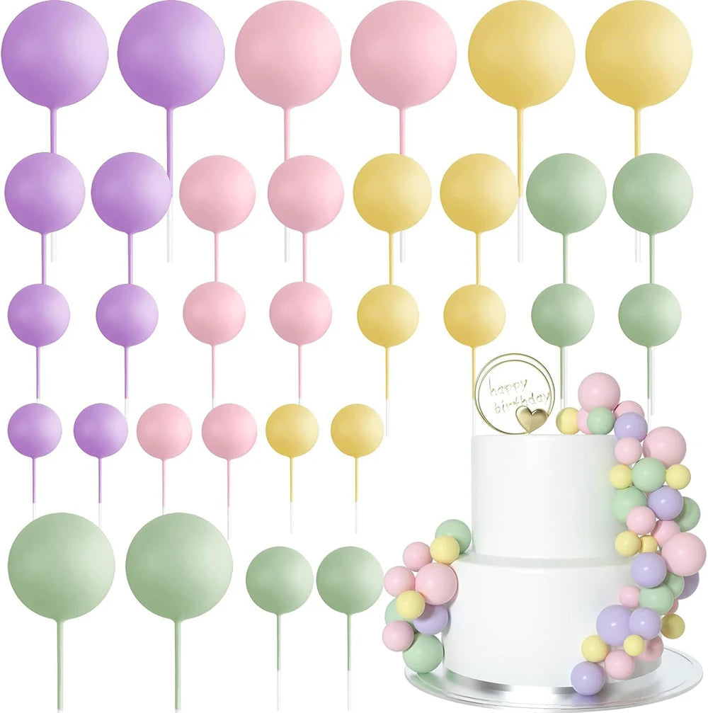 Ball Cake Toppers Colorful Pearl Decorations Birthday Wedding Baby Zpaxo colorful 2