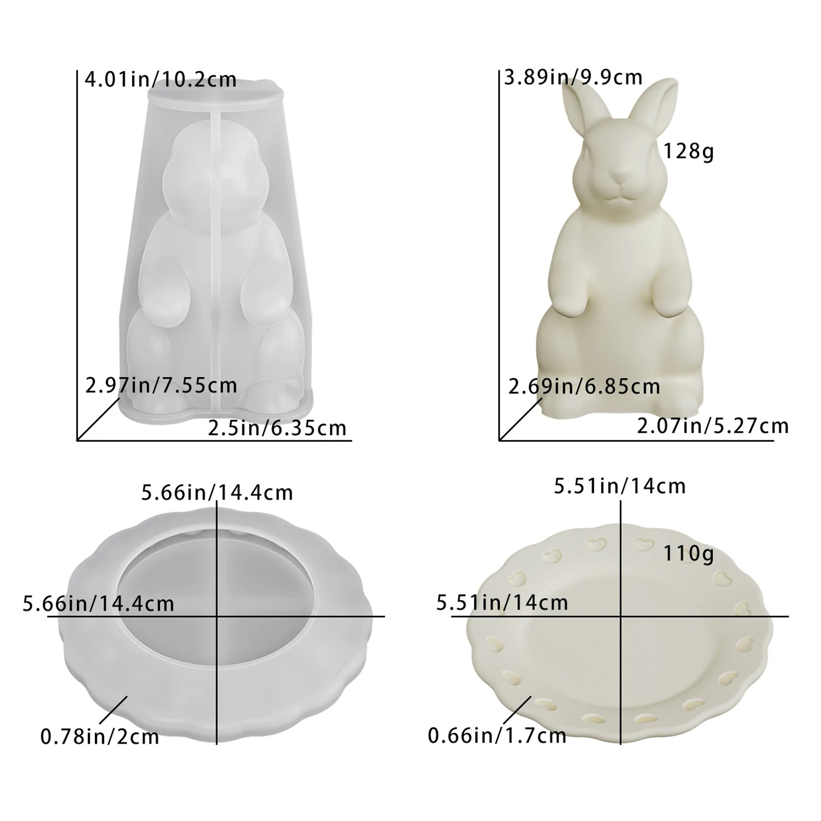 Resin Polymer Clay Crafts DIY Rabbit Offer Ornament Epoxy Molds Home