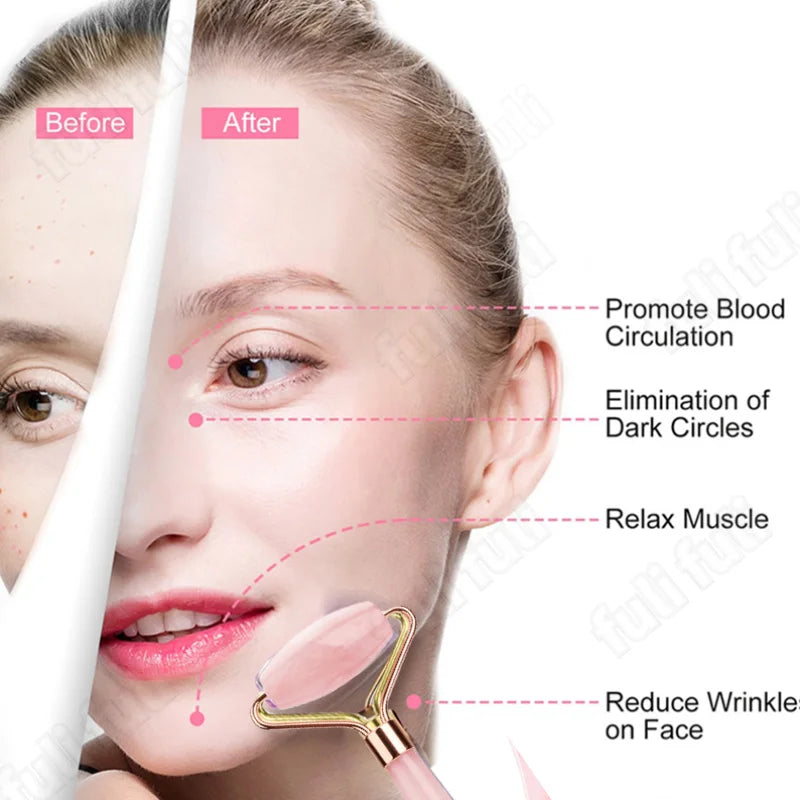 Natural Rose Jade Gua Sha Gouache Scraper Massager Face Body Facial