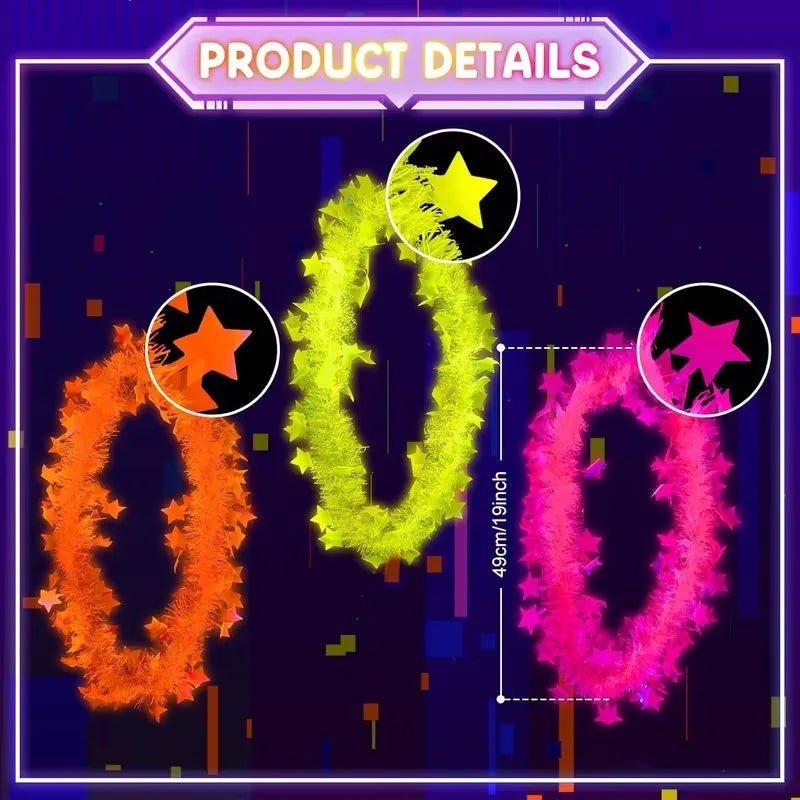 Glow Dark Party Necklace Neon Five-star Fluorescent Blacklight Favors
