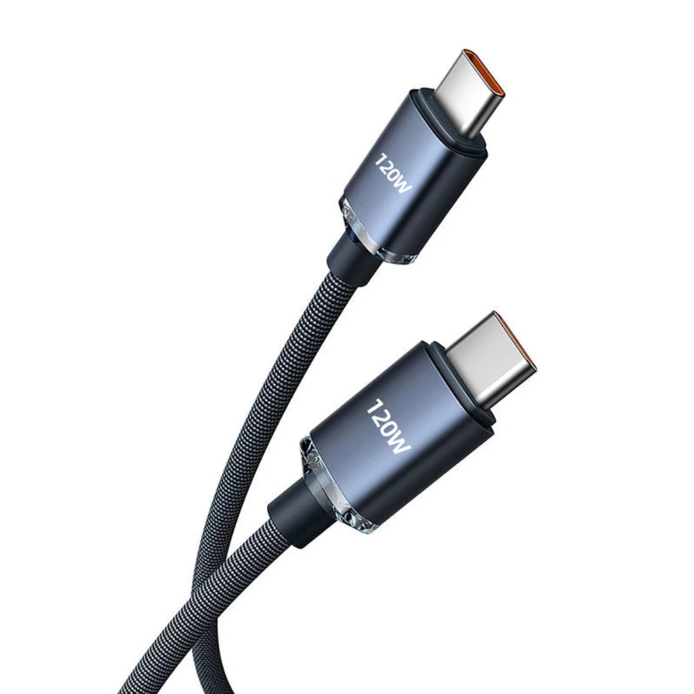 120W USB-C to USB-C Fast Charging Cable – 6A Quick Charge USB-C Charging Cable Zpaxo Black 1m
