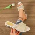 Women Slippers Fashionable Plus Size Women Shoes One-Piece Rubber Sole Cloth Sandals Luxury High Heel Knit Slippers Slides Women Zpaxo Beige 39
