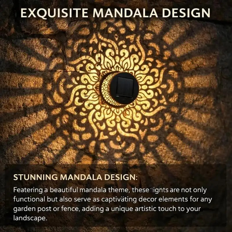 Solar LED Mandala Fence & Wall Light – Outdoor Garden Decor