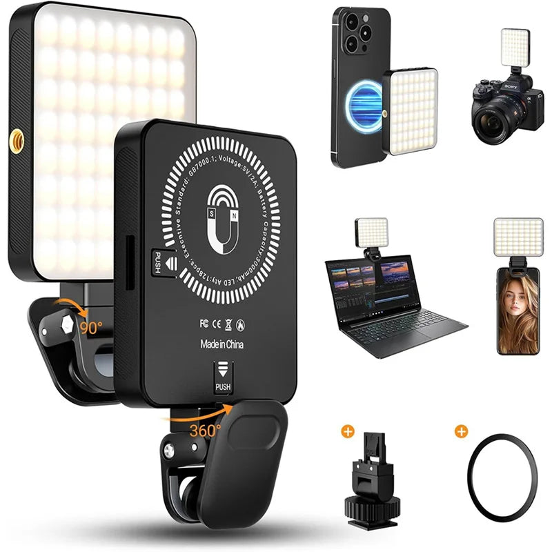 Mobile Light Focus Magnetic Absorption Fill Light Lamp Portable LED Light Video Shooting Light Round Ring Lamp Selfie Lighting Zpaxo