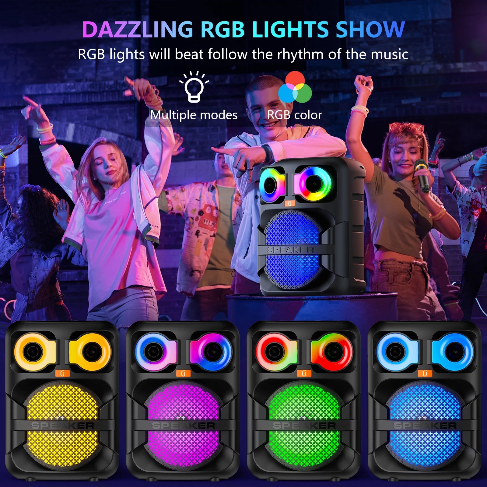 Fanfun T28 Portable Bluetooth Speaker Matching Wireless Microphone