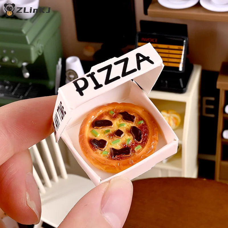 ▶6pcs Miniature Pizza Or Packing Box Model For 1:6/1:12 Scale Dollhouse Kitchen Food Decor Toy Doll House Accessories Zpaxo