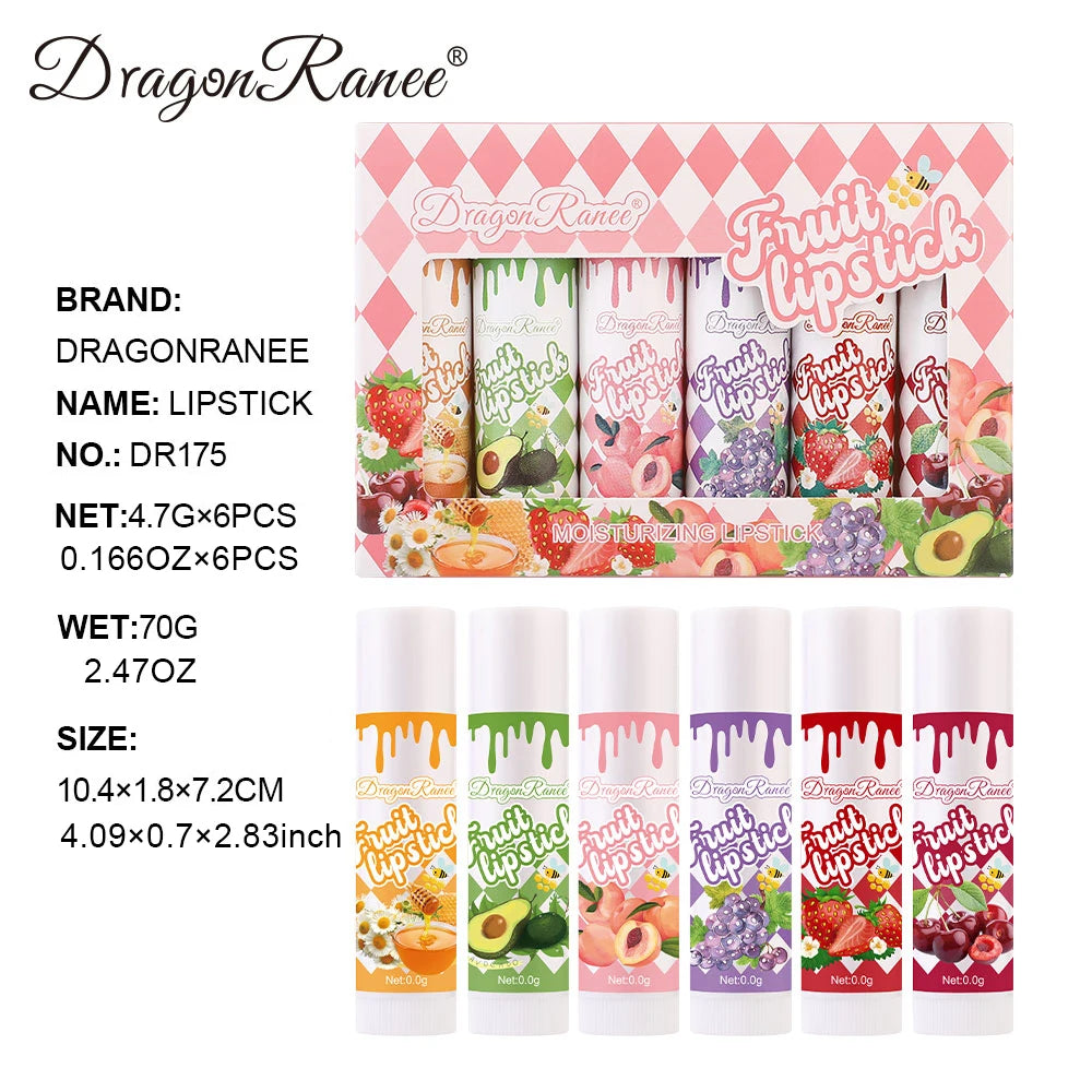 Set of Six Lipsticks, Moisturizing, Color-Changing, Hydrating, Waterproof, Color-Rich, Autumn and Winter Base Lip Balm Zpaxo