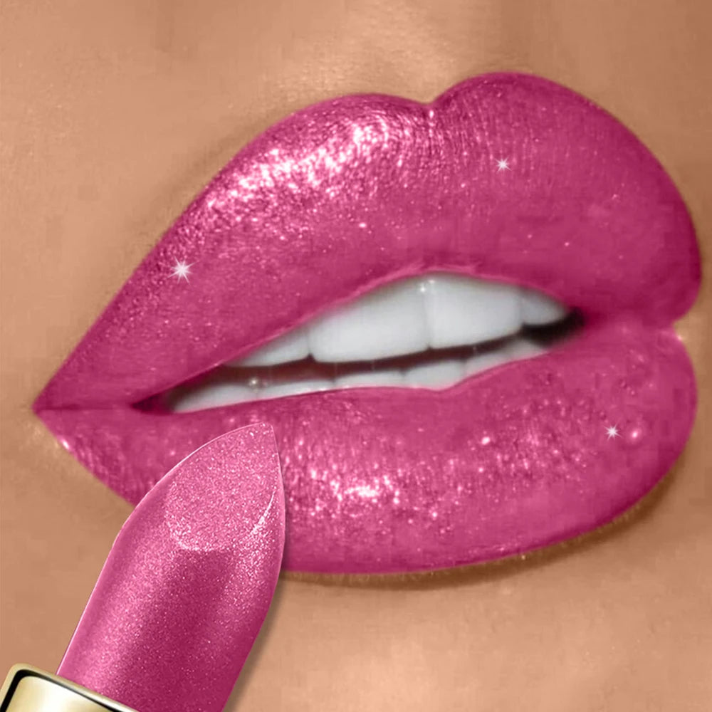 Pearlescent Glitter Lipstick Metallic Waterproof Long Lasting Matte Zpaxo 03
