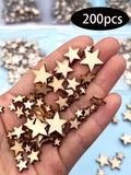 Wooden Star Slices 100/200/300Pcs – Blank DIY Craft Pieces Wood Craft Pieces Zpaxo 200PCS