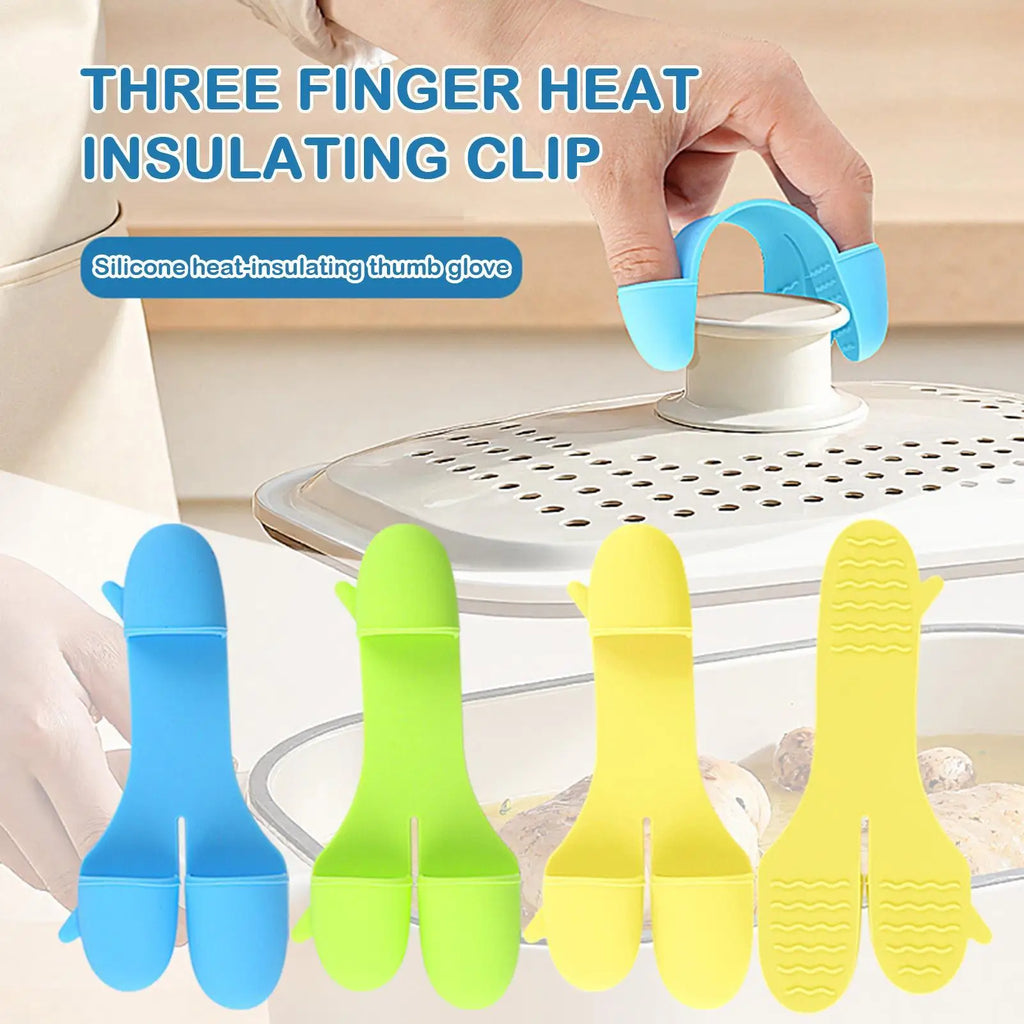 Heat Resistant Oven Gloves Anti Slip Silicone Grip 3 Finger Design