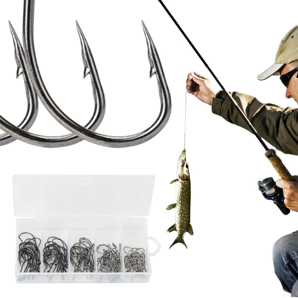 Box Fishing Hooks Carbon Steel Barbed Fishhooks Fish Freshwater