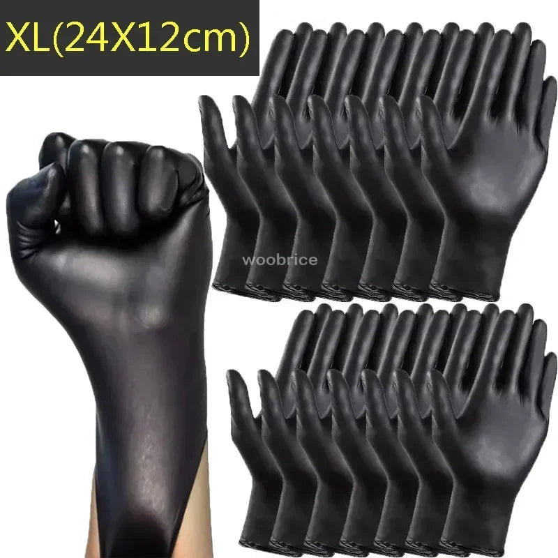 Black Nitrile Gloves Disposable Gloves for Household Cleaning Work Safety Tools Gardening Gloves Kitchen Cooking Tools Tatto Zpaxo XL-24x12cm 10PCS (5 pairs)