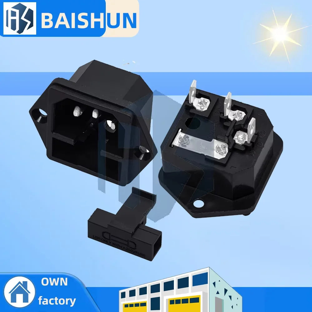 AC-03 3-Pin IEC 60320 C14 Fused Power Inlet Socket 250V 10A Fuse Zpaxo 1pcs