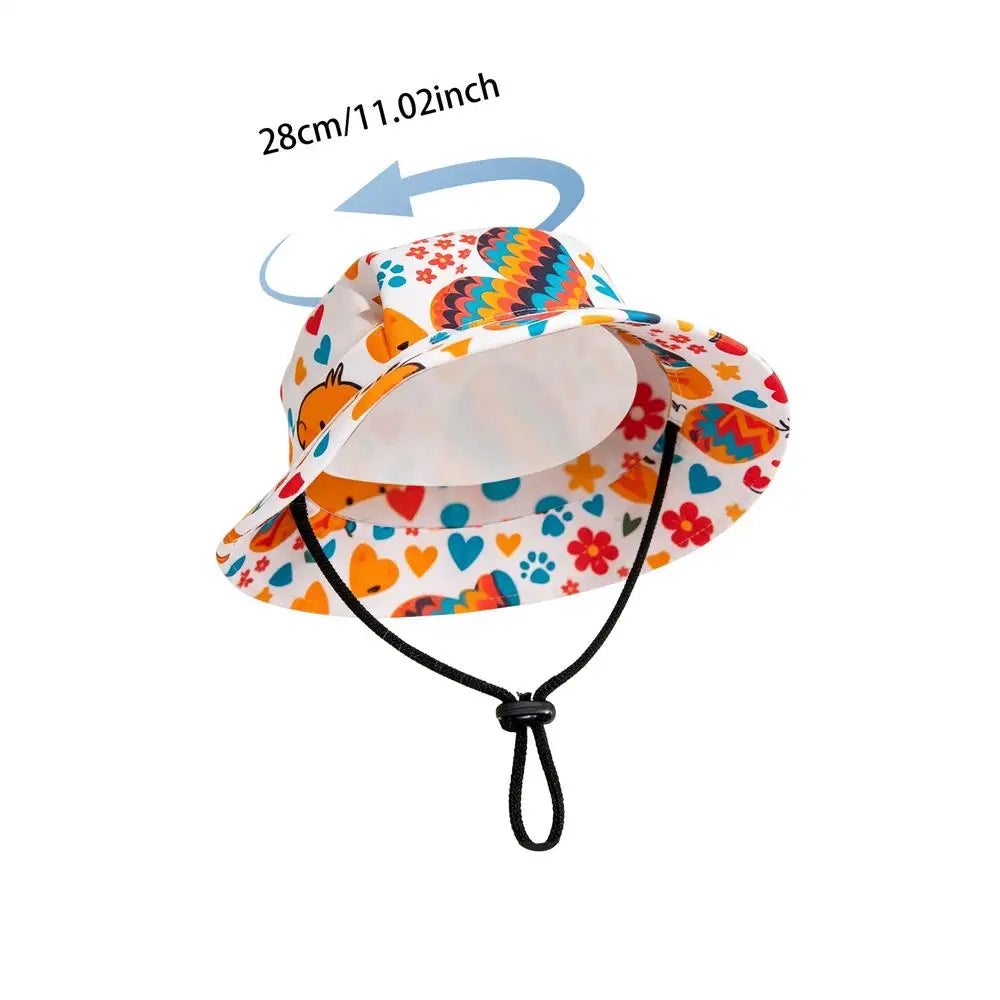 Pet Sun Hat Breathable Bucket Caps Ear Holes Design Adjustable Cat