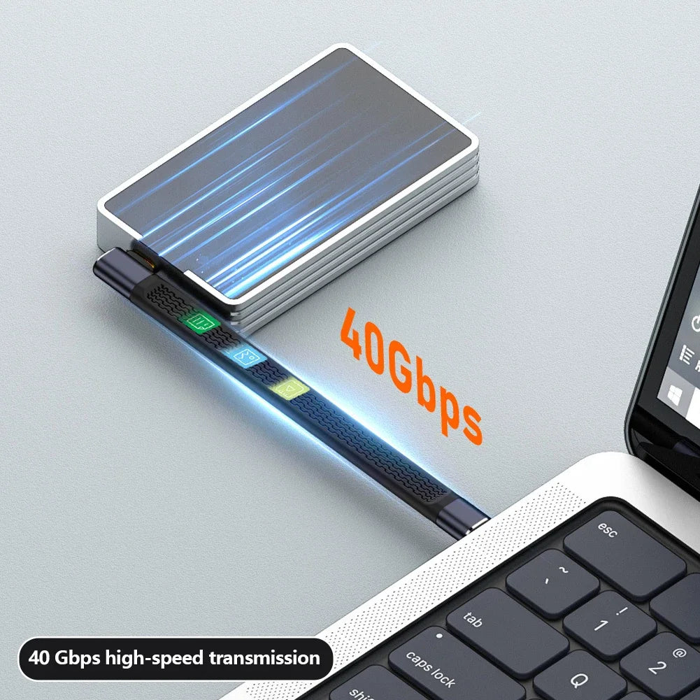 USB4 90° Elbow Type-C Cable – 240W, 40Gbps, Thunderbolt 4
