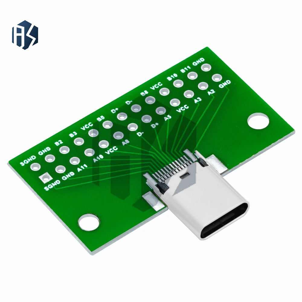 ‌USB 3.1 Gen1 Type-C Male-to-Female Adapter – 24-Pin 2.54mm Pitch Test Board with PCB for High-Speed Data Transfer Zpaxo