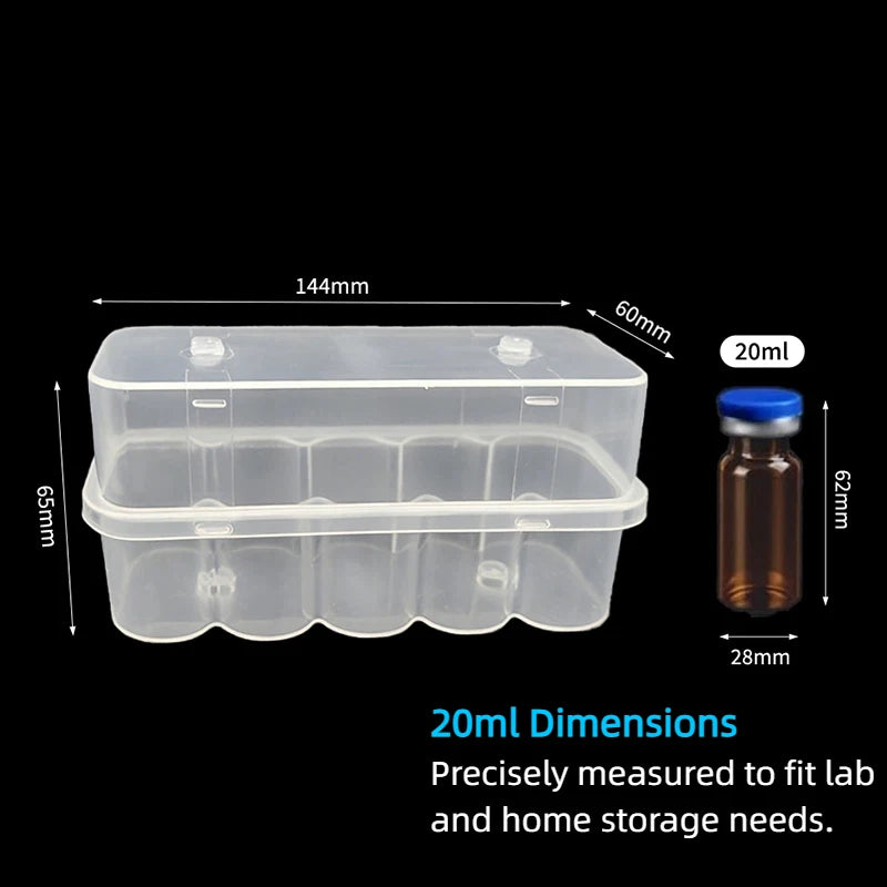 20mL 10-Slot Clear Vial Storage Case – Stackable Freezer Box