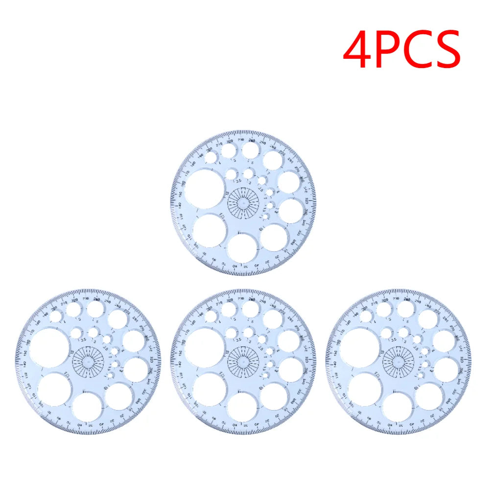 Multifunction Geometric Template Plastic Measuring Ruler Circles Zpaxo 4pcs
