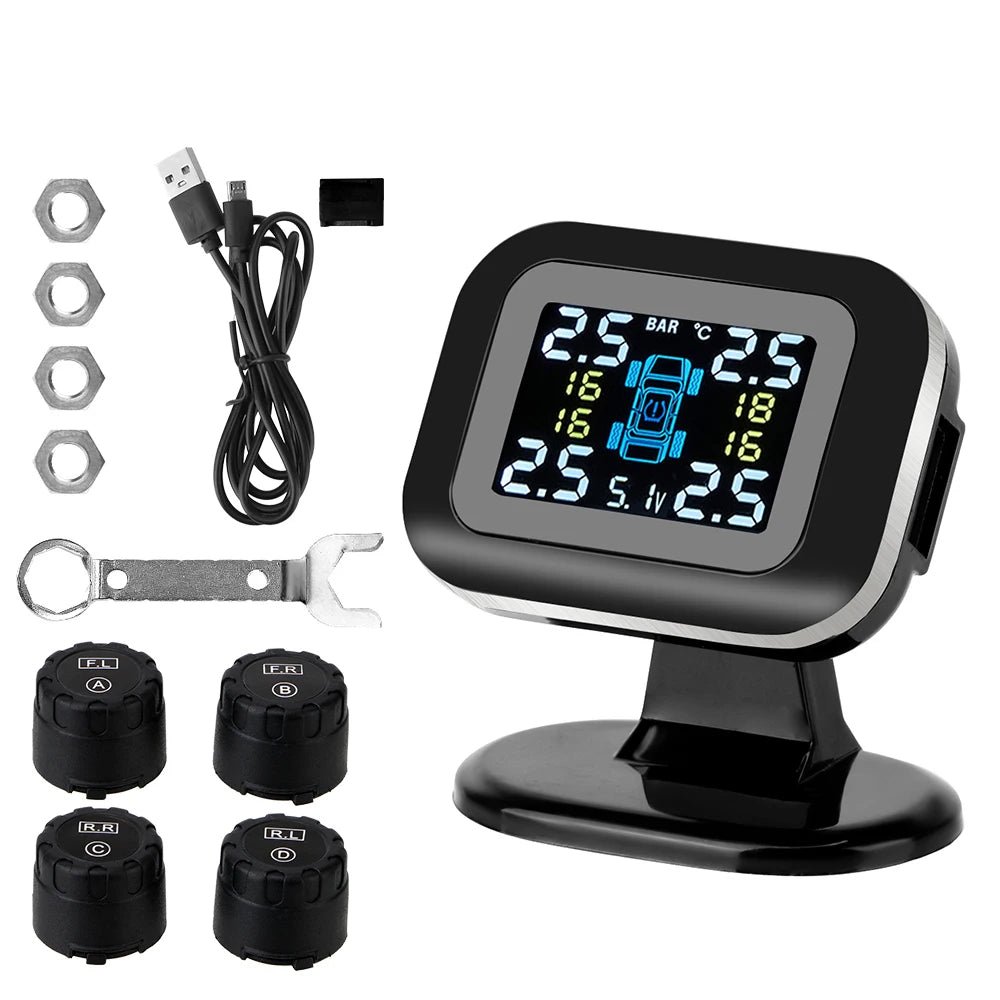 Auto Security Alarm Systems External Sensor Wireless Mini Car Tire Zpaxo black