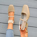 2025 Women Sandals Shallow Mouth Ladies Comfortable Mary Jane Shoes Zpaxo Khaki 42