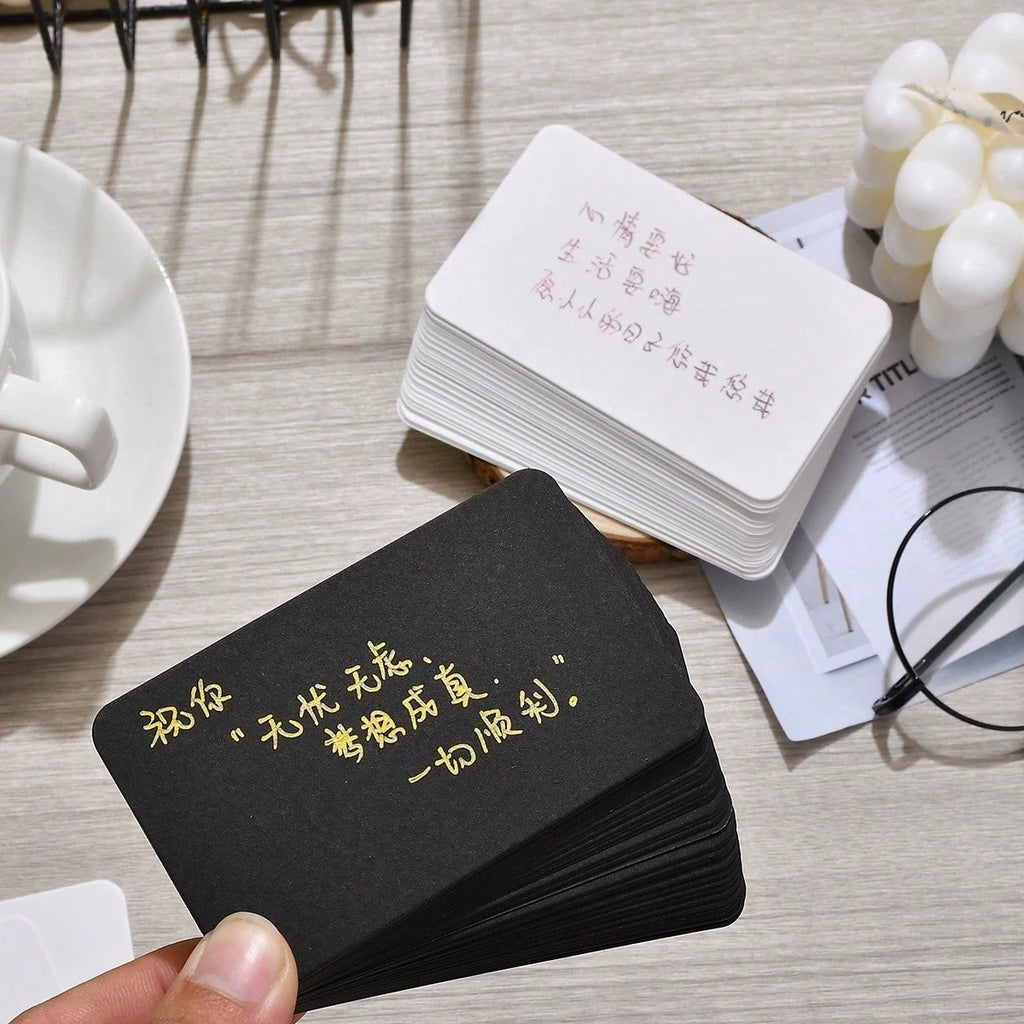 100Pcs Blank Cards 9x5.5cm/3.5x2in Thick 300gsm White Black Business Cards Thank You Cards DIY Message Blank Note Cards Zpaxo