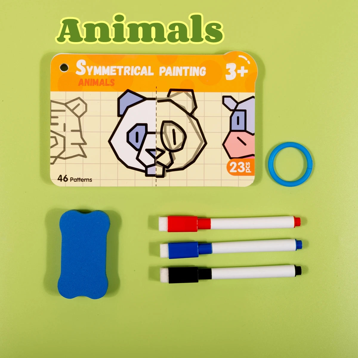 Dry Erase Graffiti Cards, Cartoon Painting Puzzle Educational Toys，Student Teaching Auxiliary Pen Control Exercise Book Zpaxo Animals