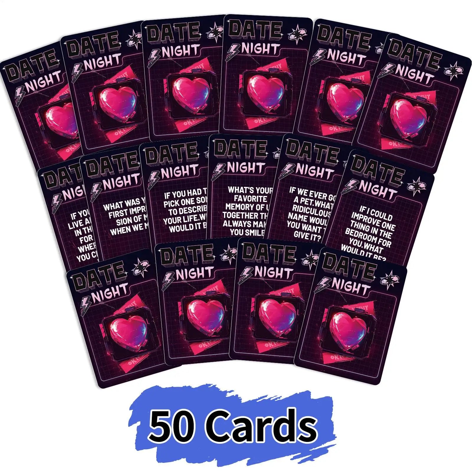 Couples Card Game Deep Conversation Couple Questions Card Games 50-Sheet Romantic Relationship Deck Activity For Travel Road Zpaxo