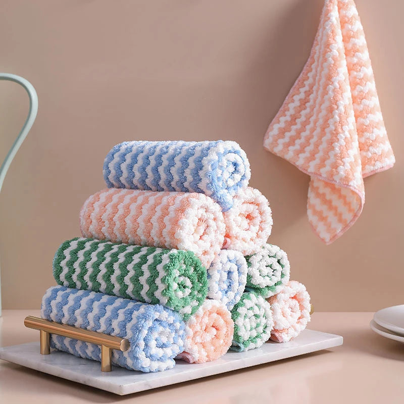 5 Microfiber Kitchen Dish Cloths Absorbent Non-stick Oil Cleaning