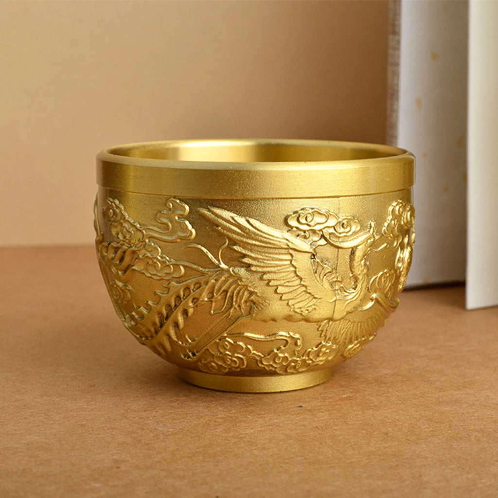 Brass Feng Shui Bowl Luck Hotelware Success Drinking Cup for Desk Study Wealth Success Good Luck Office Home Decoration Zpaxo