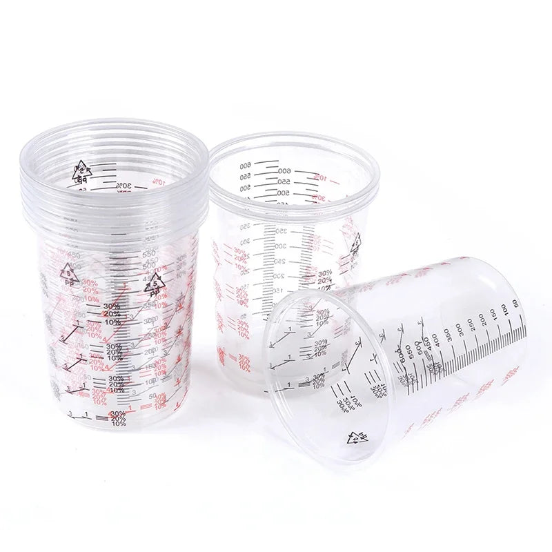 10Pcs 600ml Plastic Paint Mixing Cups Mixing Pot Paint Mixing Calibrated Cup Zpaxo