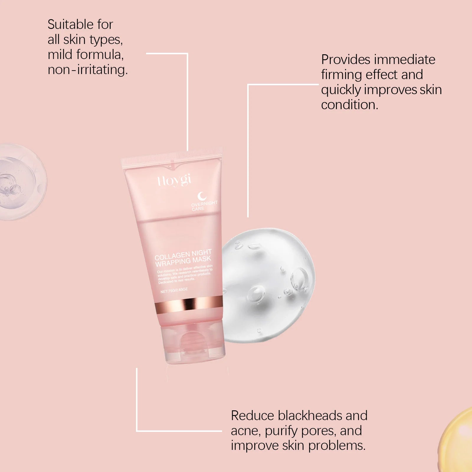 Hoygi Collagen Peel Off Mask Anti Wrinkle Firming Hydrating Easy Peel All Skin Types Non Irritating Deep Cleansing Brightening Zpaxo