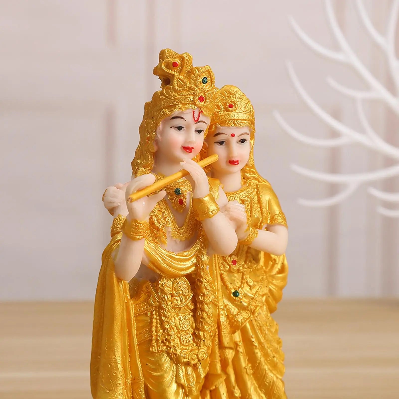 Radha Krishna Figurine Statue – 7.4" Hindu Resin Idol Decor Religious Figurine Zpaxo