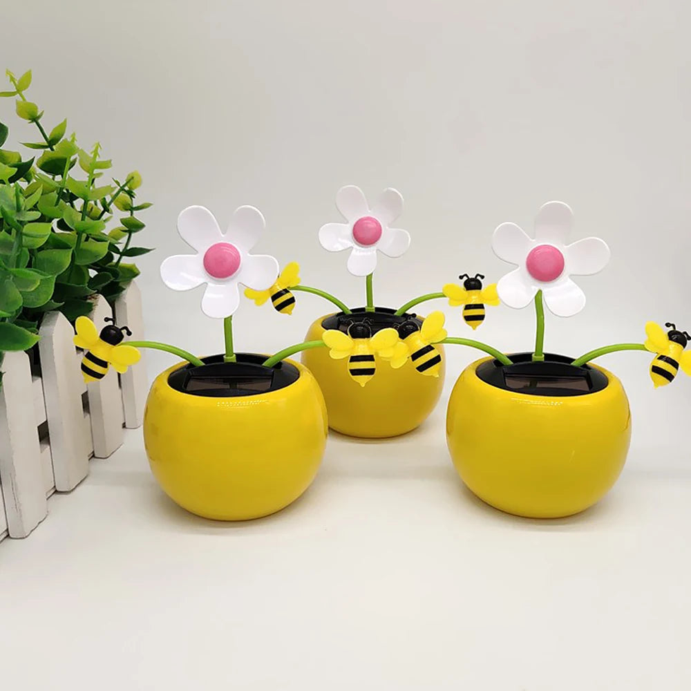 Office Creativity Insect Swing Car Dashboard Decor Honey Bee Solar Zpaxo