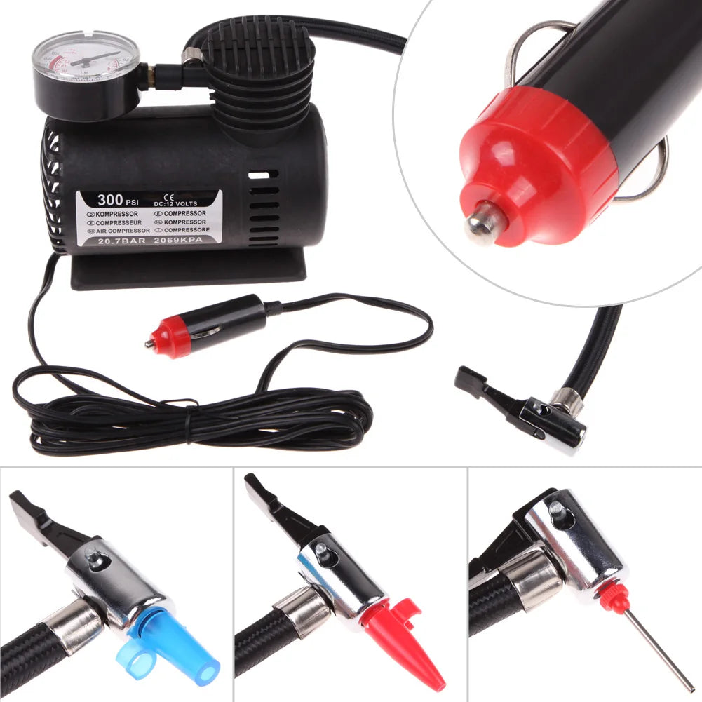 12V Smart Tire Pump with Pressure Gauge Electric Air Pump Car Electric Tire Inflator for Moto Bike Car Tyre Zpaxo