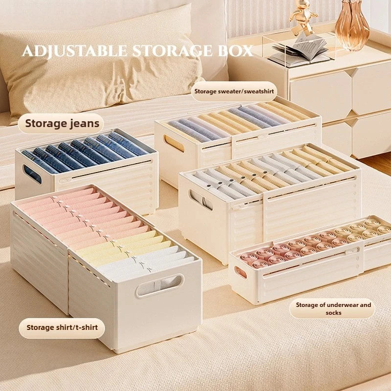 Adjustable Clothes Storage Box Closet Organizer Categorized Clothing Organizer Kitchen Cabinet Storage Bin Home Organizer Zpaxo