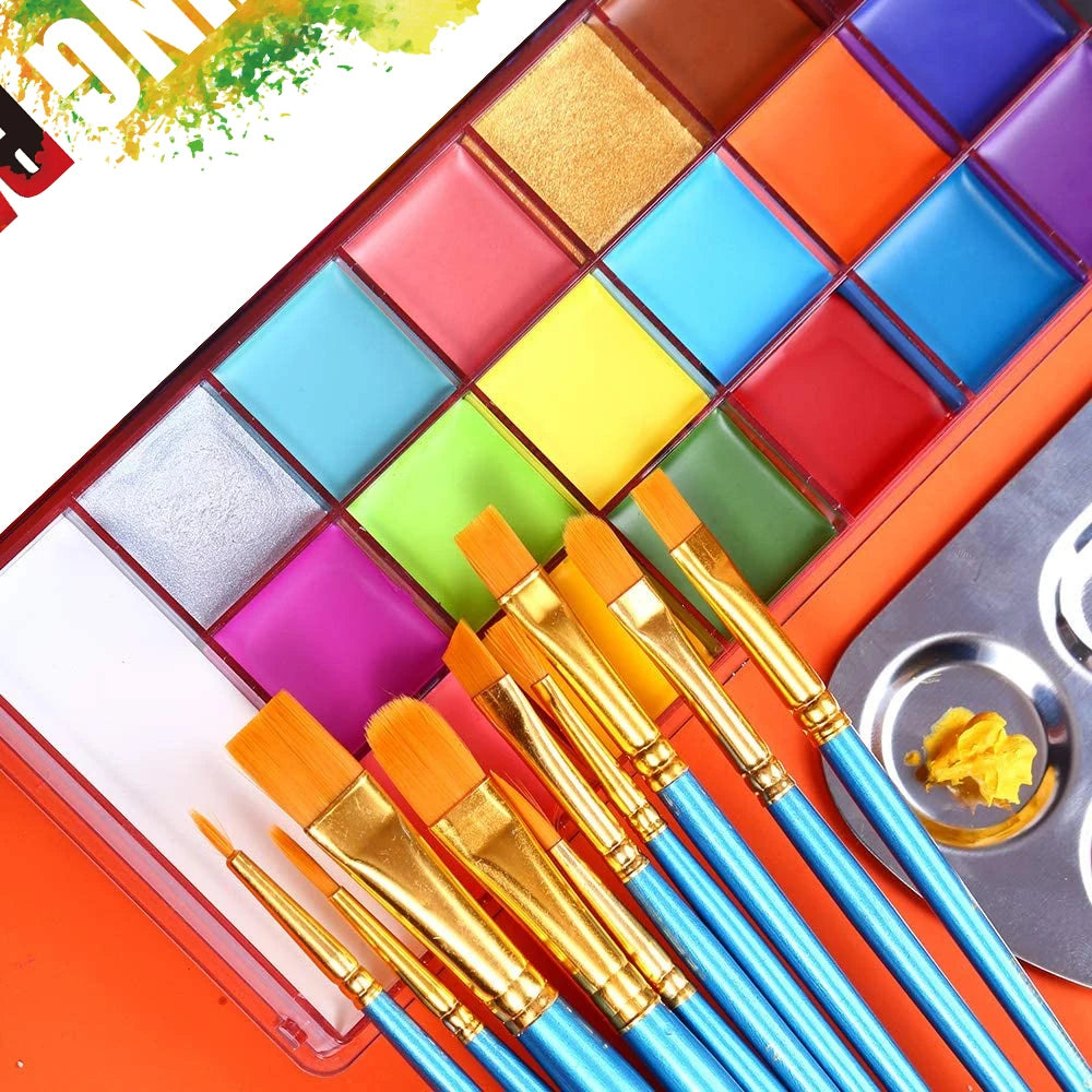 20 Colors Face & Body Paint Oil Palette-Vibrant,Long-Lasting Face Painting for Adults,Body Paint Cosplay & Halloween Makeup Zpaxo