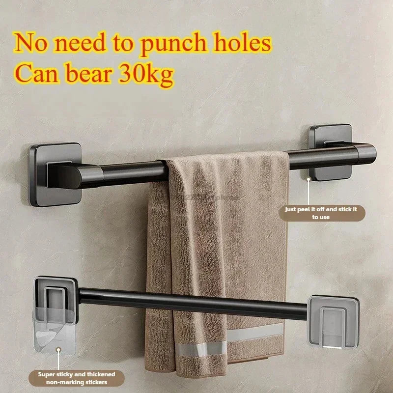 Non perforated suction cup wall mounted towel rack, bathroom storage rack, bathroom horizontal bar towel rack Zpaxo