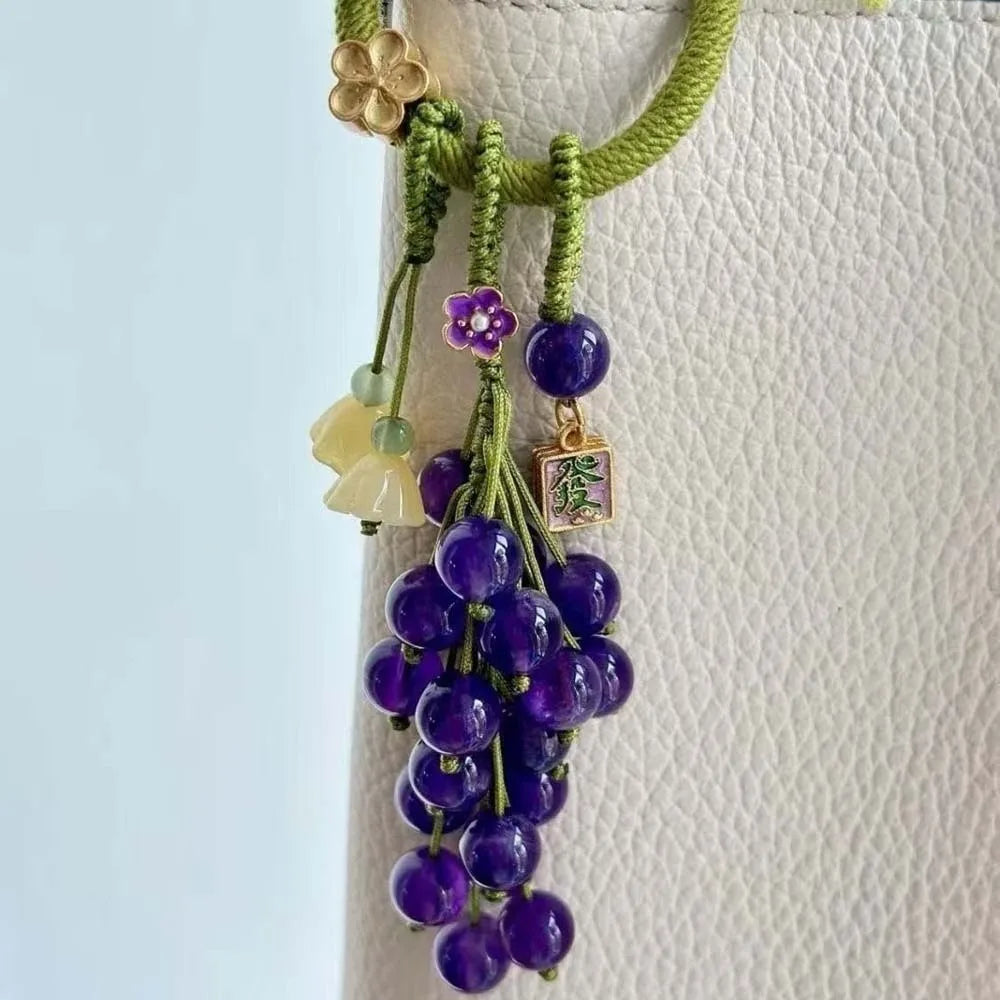 Creative Elegant Grape Cluster Pendant Green Alloy Crystal Phone Zpaxo