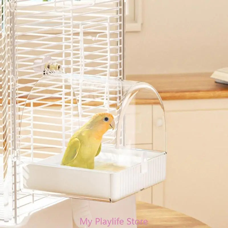 Pet Bird Bath Tub Clear House Parrot Bathtub Bottom Drawer Budgies