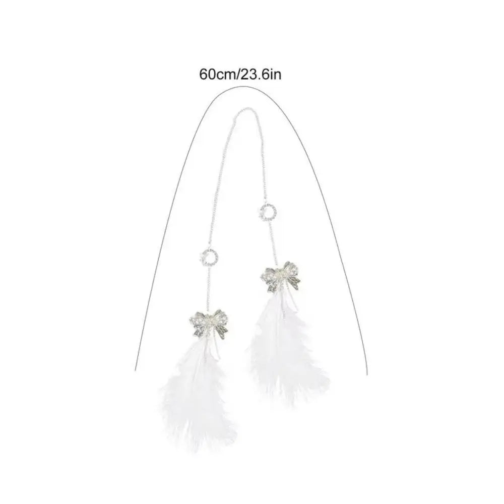 Soft Double Bow Feather Car Pendant Elegant Pony Feathers Pendants Zpaxo