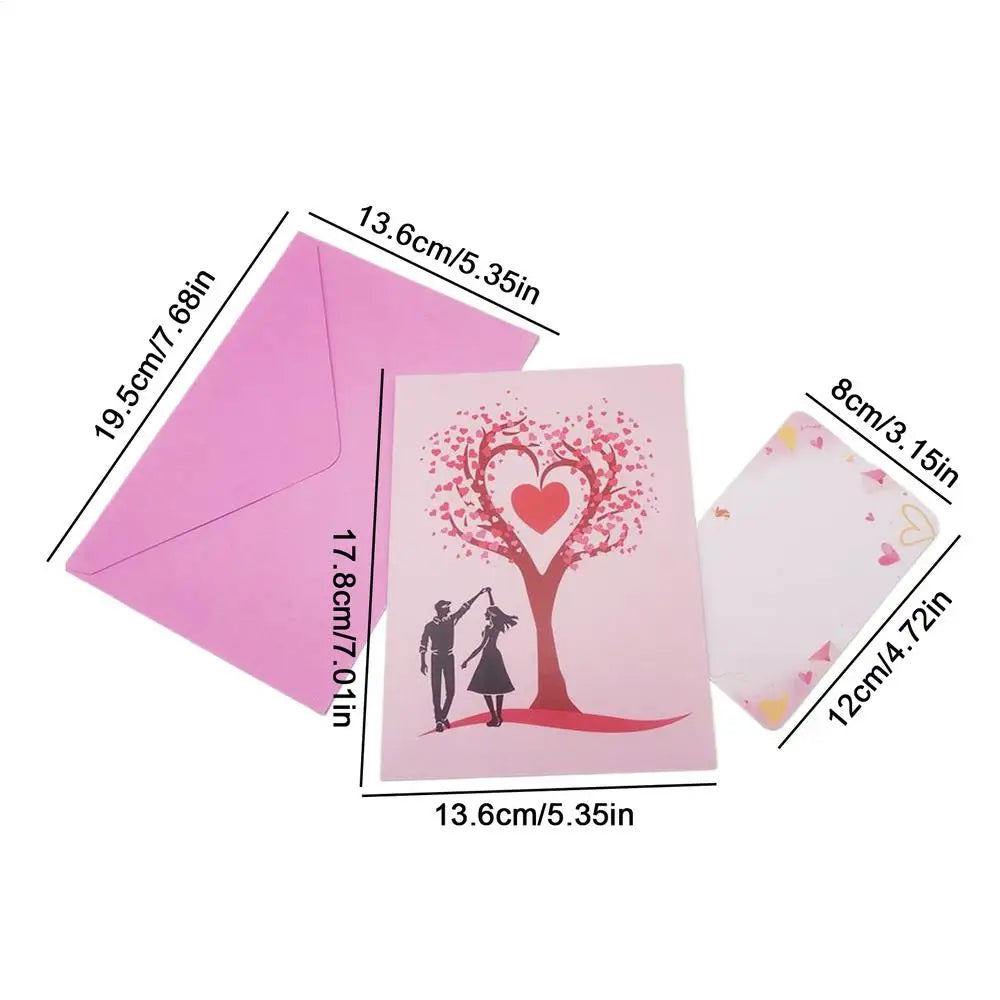 3D Pop-Up Valentine's Card – Heart Tree Dancing Couple Pop-Up Greeting Card Zpaxo 1PC