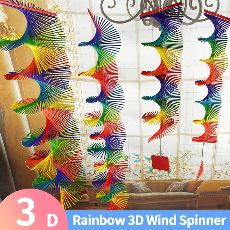 Rainbow 3D Rotating Wind Chime Creative Indoor Outdoor Decorative