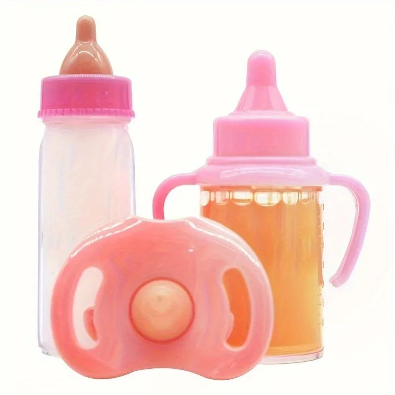 Feeding Bottle Milk Bottles Juice One Pacifier Doll Accessories Zpaxo pink set