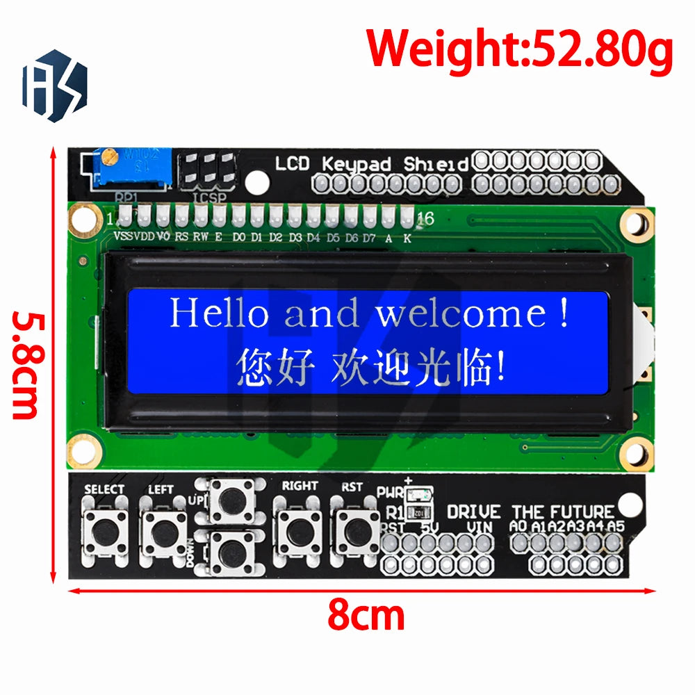 LCD Keypad Shield LCD1602 1602 Module Display Arduino ATMEGA328 Zpaxo