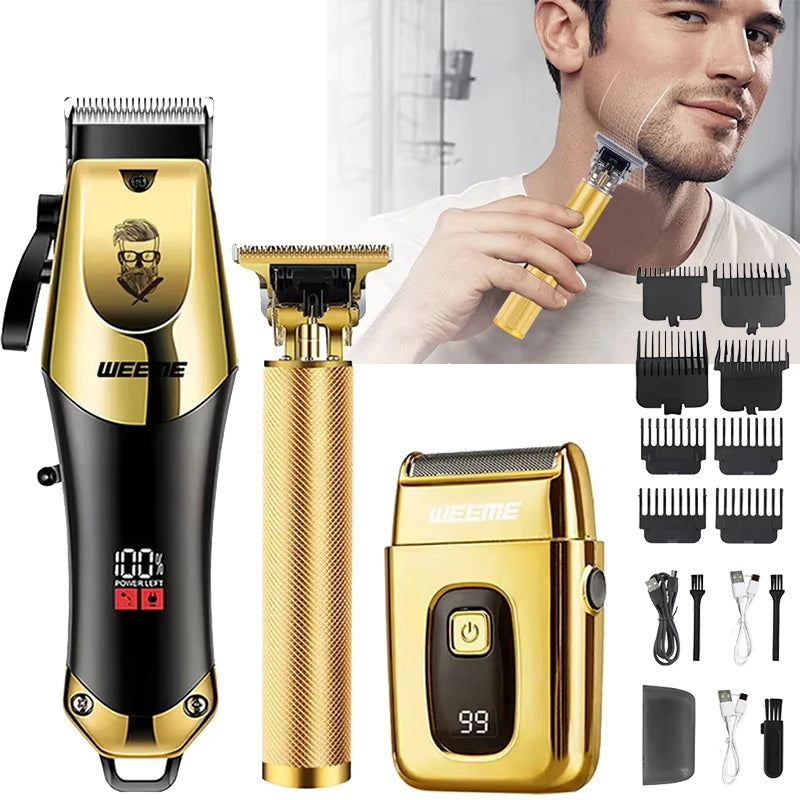3-in-1 USB Rechargeable Men's Vintage T9 Barber Kit/Wireless Hair Clipper/Beard Trimmer For Home/Salon Perfect Gift for Men Zpaxo