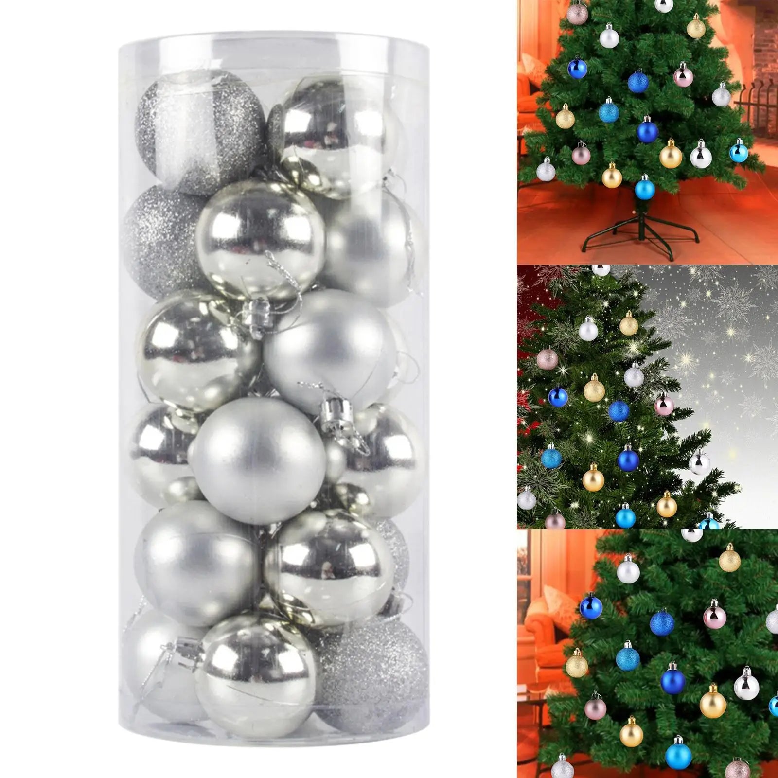 Christmas Ball Shatterproof Crafts Pendants DIY Decor Hanging Balls Zpaxo Silver 3cm