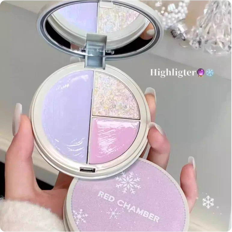 RED CHAMBER TRI MULTI-PURPOSE HIGHLIGHTER Palette Natural Brightening Zpaxo